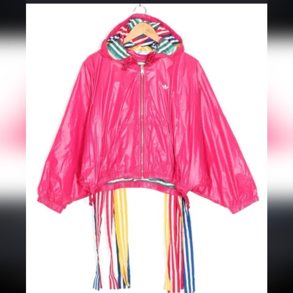 ADIDAS RARE LIMITED EDITION Womens Hot Pink Multi Colour Ribbons Jacket Medium